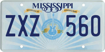 MS license plate ZXZ560