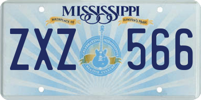 MS license plate ZXZ566