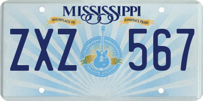 MS license plate ZXZ567