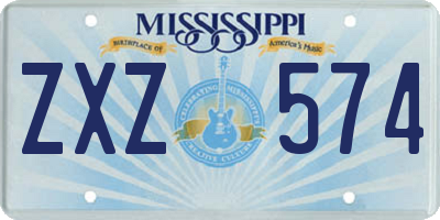 MS license plate ZXZ574
