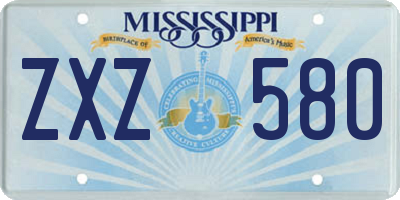 MS license plate ZXZ580