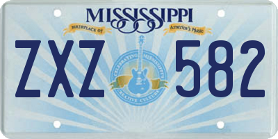 MS license plate ZXZ582