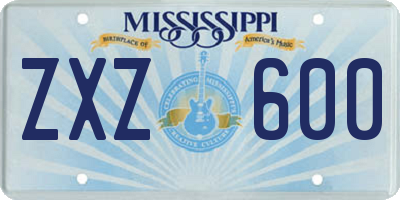 MS license plate ZXZ600