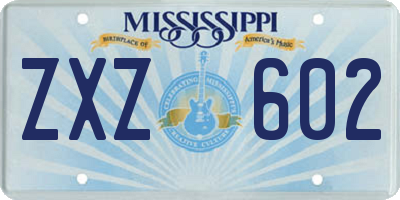 MS license plate ZXZ602