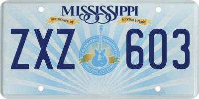 MS license plate ZXZ603