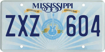 MS license plate ZXZ604