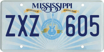 MS license plate ZXZ605