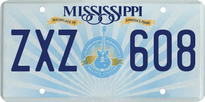 MS license plate ZXZ608