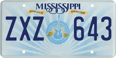 MS license plate ZXZ643