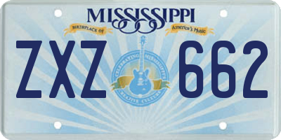 MS license plate ZXZ662