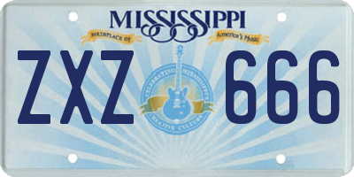 MS license plate ZXZ666