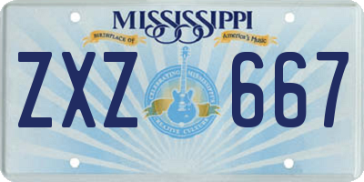 MS license plate ZXZ667