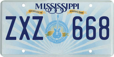MS license plate ZXZ668