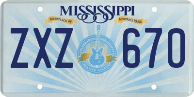 MS license plate ZXZ670