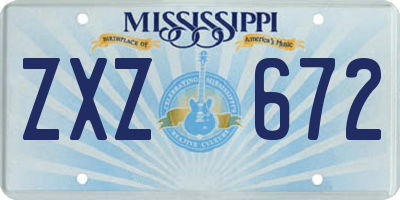 MS license plate ZXZ672