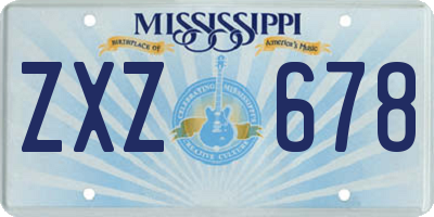 MS license plate ZXZ678