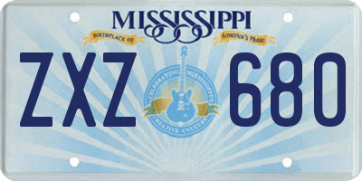 MS license plate ZXZ680
