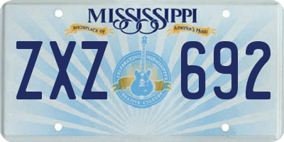 MS license plate ZXZ692