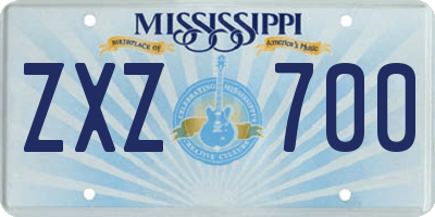 MS license plate ZXZ700