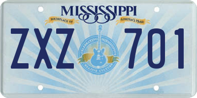 MS license plate ZXZ701