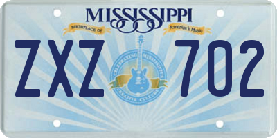 MS license plate ZXZ702