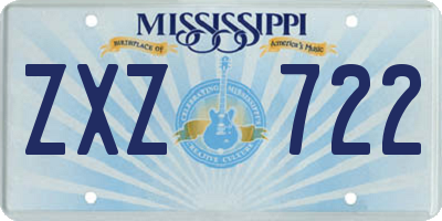 MS license plate ZXZ722