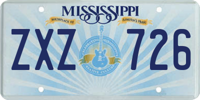 MS license plate ZXZ726
