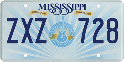 MS license plate ZXZ728