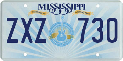 MS license plate ZXZ730