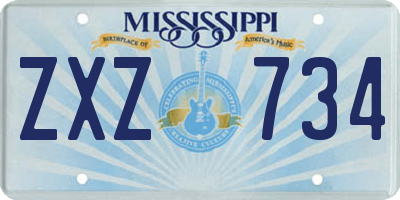 MS license plate ZXZ734