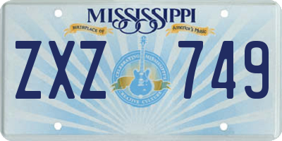 MS license plate ZXZ749