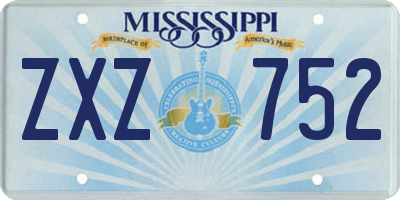 MS license plate ZXZ752