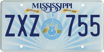 MS license plate ZXZ755