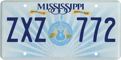 MS license plate ZXZ772