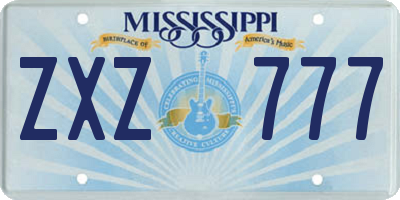 MS license plate ZXZ777