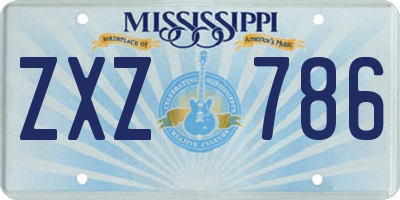 MS license plate ZXZ786