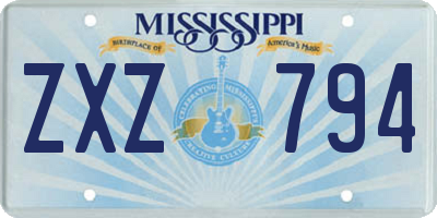 MS license plate ZXZ794