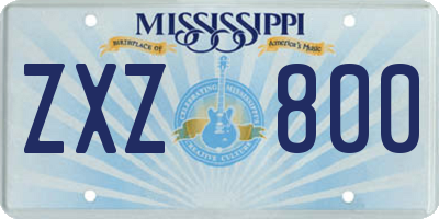 MS license plate ZXZ800