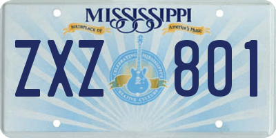 MS license plate ZXZ801
