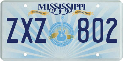 MS license plate ZXZ802