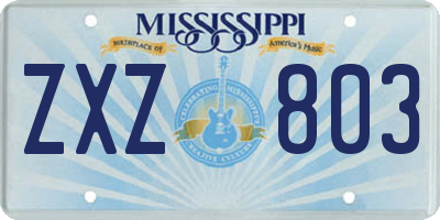 MS license plate ZXZ803