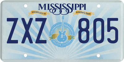 MS license plate ZXZ805