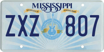 MS license plate ZXZ807