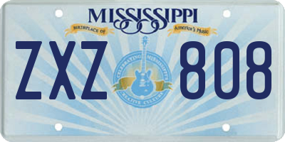 MS license plate ZXZ808