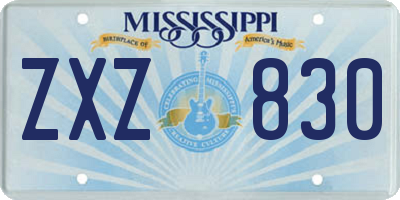 MS license plate ZXZ830
