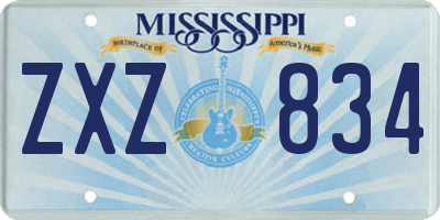 MS license plate ZXZ834