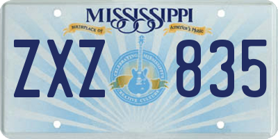 MS license plate ZXZ835