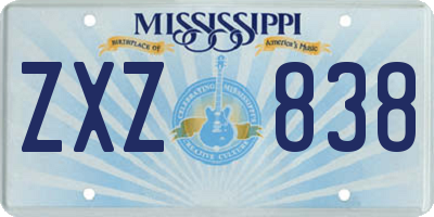 MS license plate ZXZ838