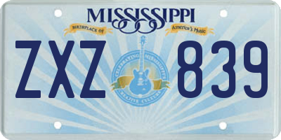MS license plate ZXZ839