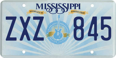 MS license plate ZXZ845